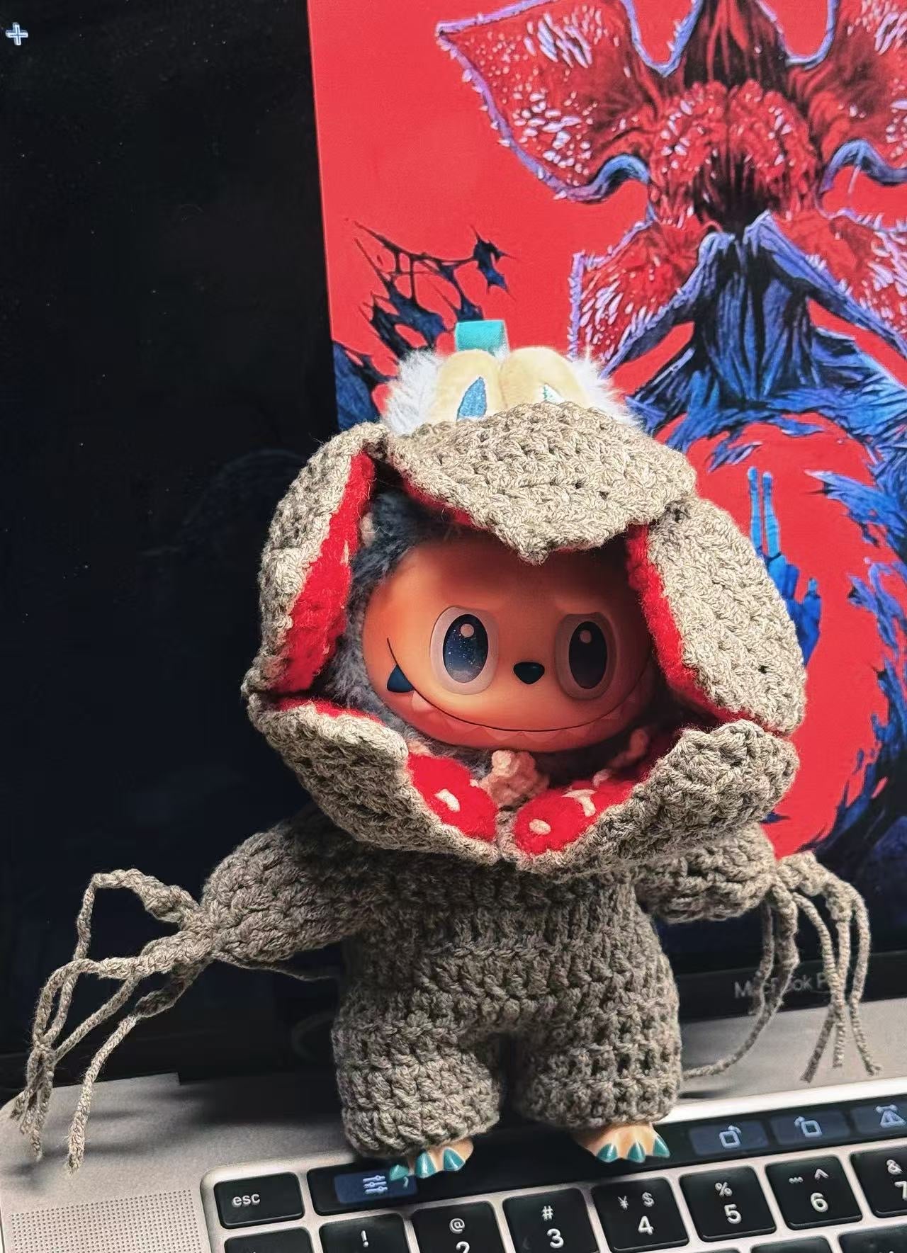 Crochet BuBu Outfit Demogorgon Stranger Things Doll Clothes for 15-17cm, Handmade knit Suit Charm 3-Piece Set