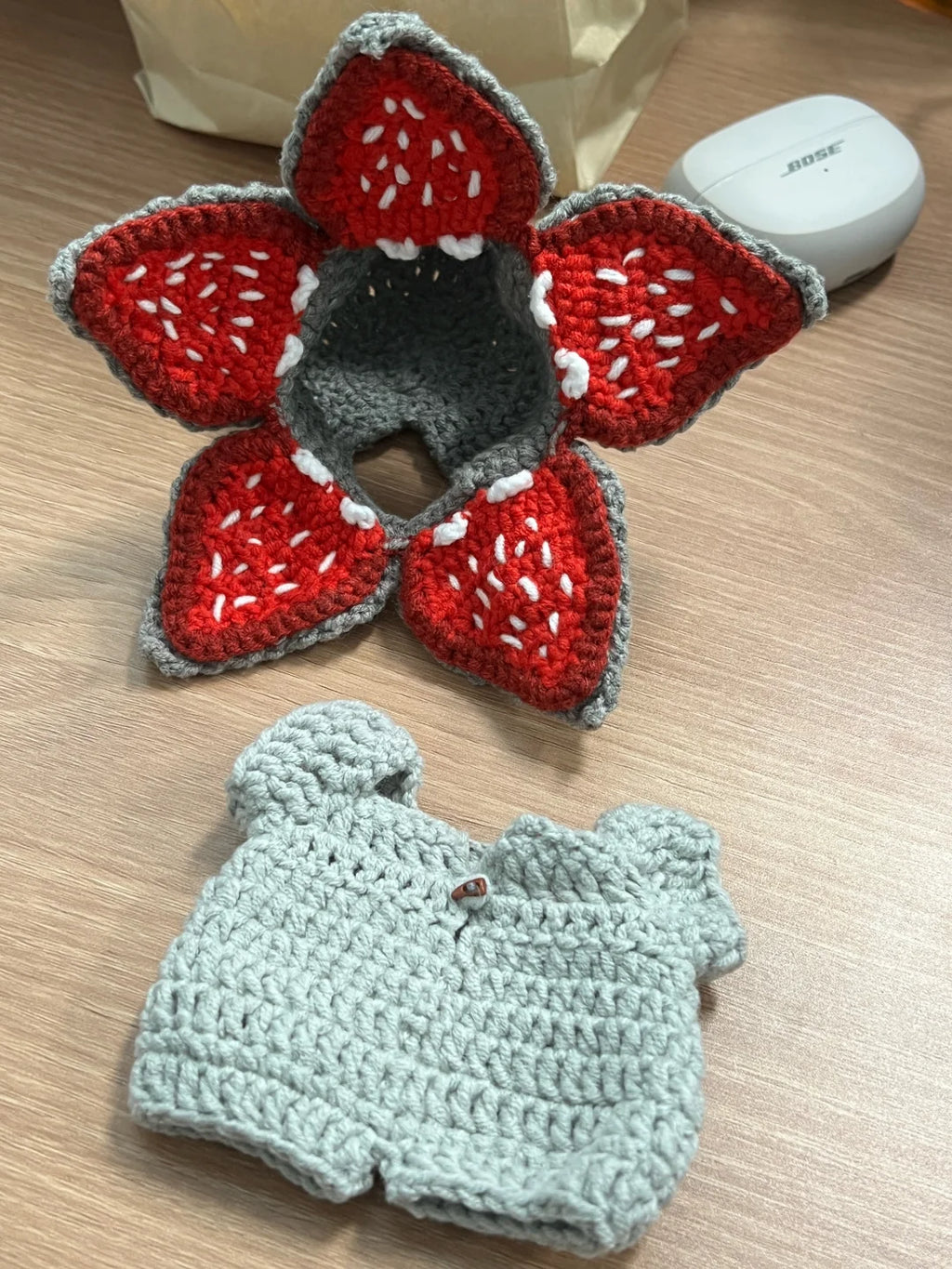 Handmade Crochet BuBu Suit with Poseable Hood & Light-Up Message Pillow (Fits 10/15/17cm Monster Plush Dolls)