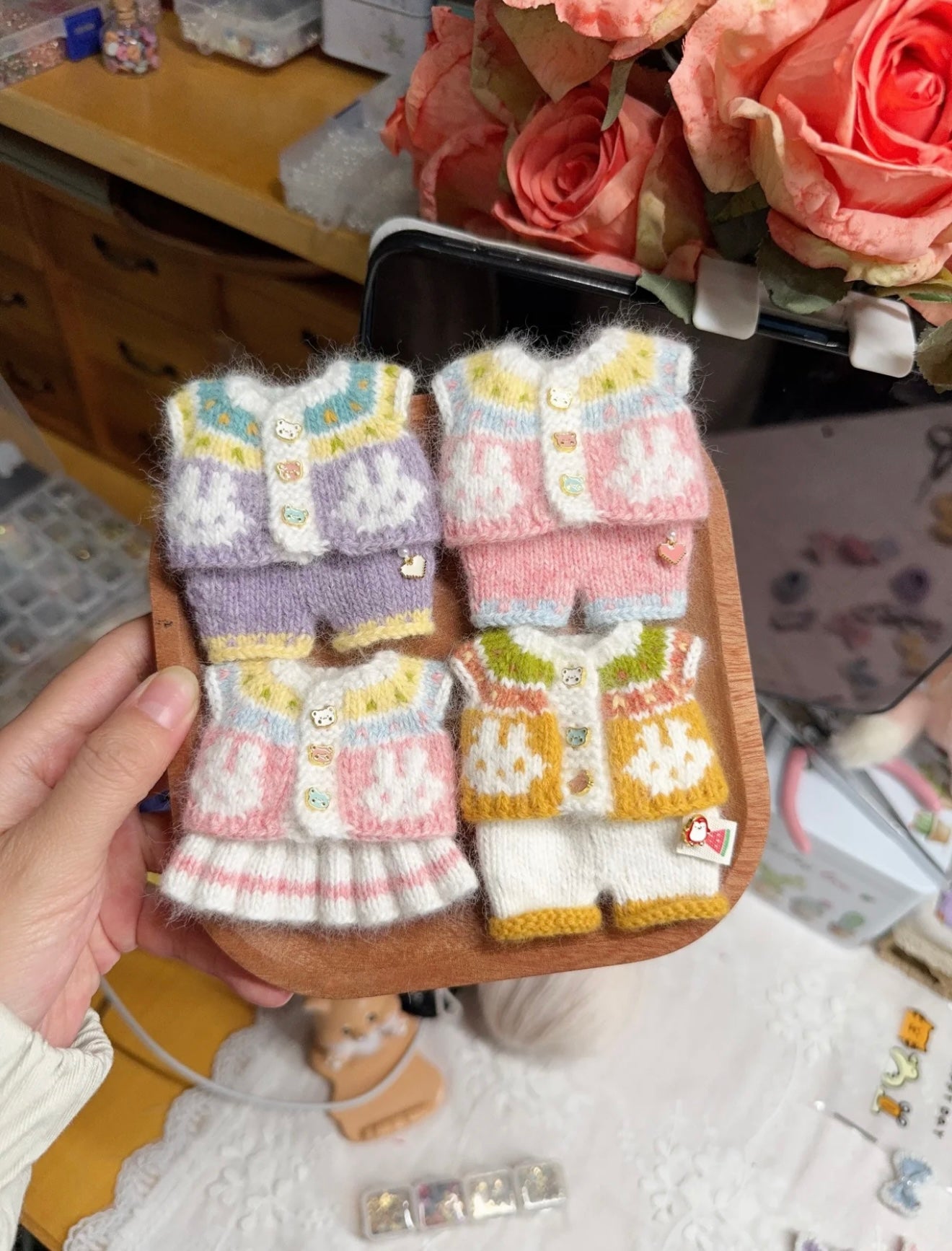 Handmade Labubu Clothes, Handmade 15/17cm Doll , Kawaii Macaron Labubu Clothing Set, Unique Doll Accessory Gift