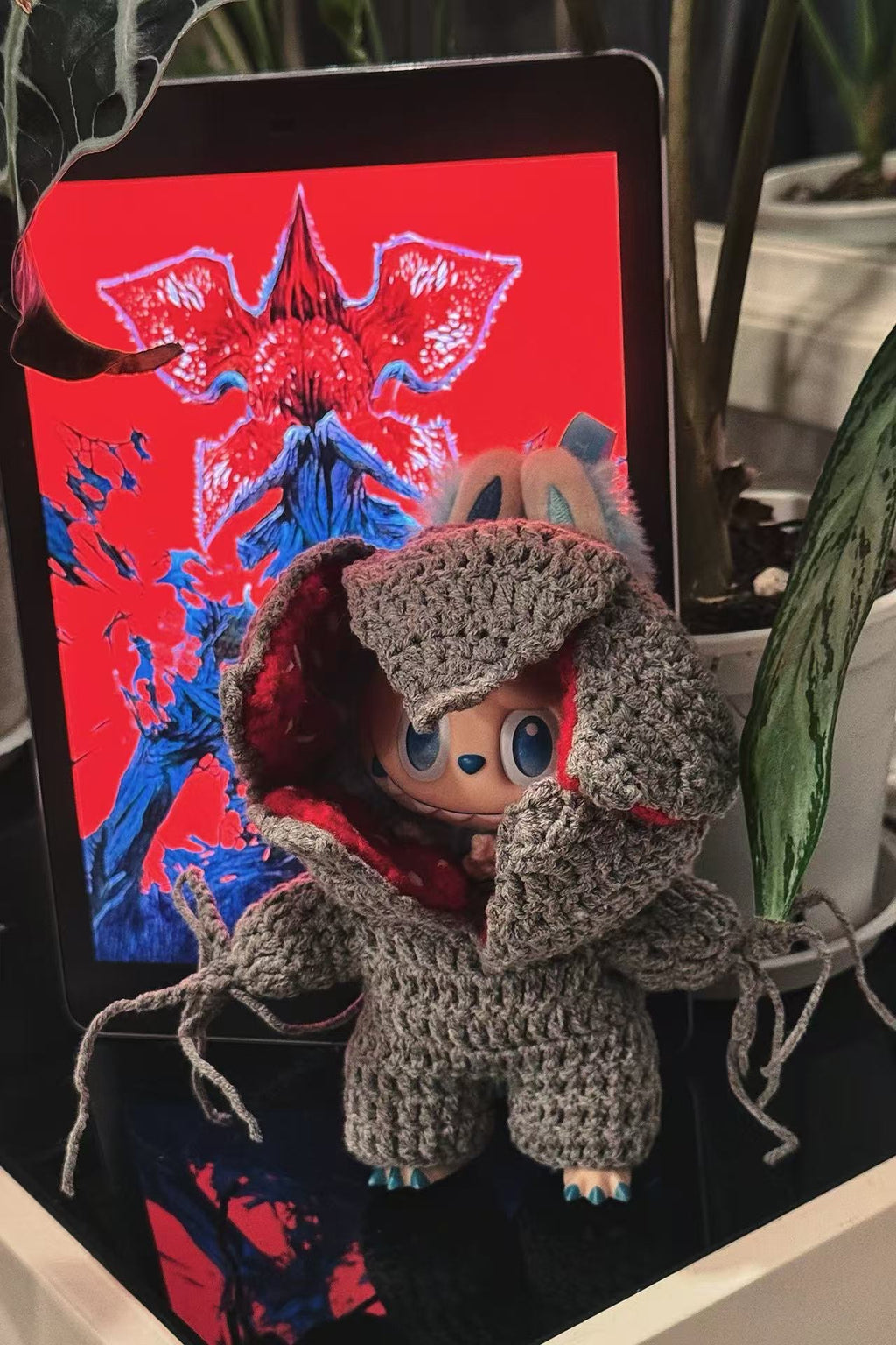 Crochet BuBu Outfit Demogorgon Stranger Things Doll Clothes for 15-17cm, Handmade knit Suit Charm 3-Piece Set