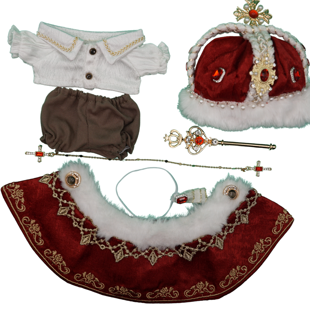 The King of George IV, Regal Robes for Labubu Doll Clothes - 6pc Luxury Velvet Outfit - Labubu Clothes