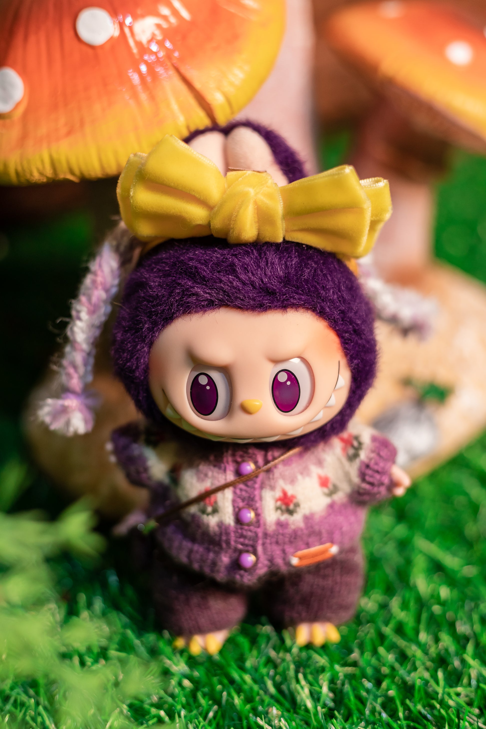 Labubu Clothes, Handmade Vintage Floral Knit, Hand-Knit Cardigan Set, Cottagecore Labubu Outfits for 15/17cm Doll