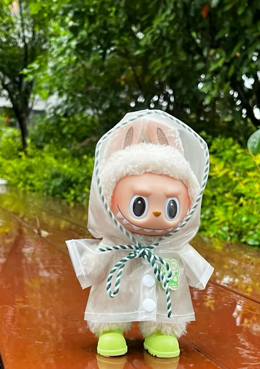 Rainy Day Outfit for Labubu Doll - "Puddle Jumper" 2pc Raincoat & Boots Set (17cm)