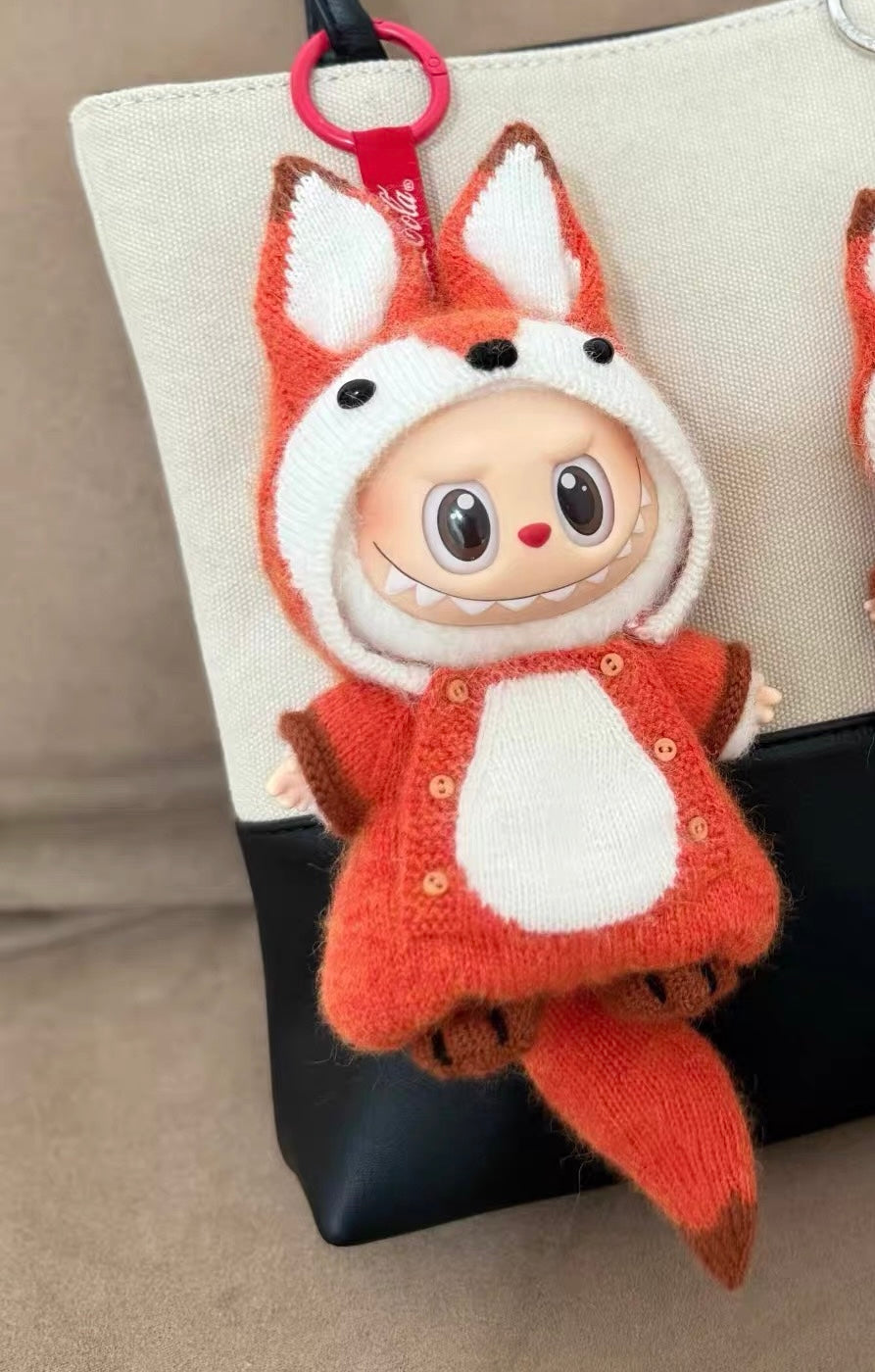 Handmade Labubu Clothes, Suit for 10/17cm Labubu, Zsiga, Handmade Knit Fox Labubu Outfits