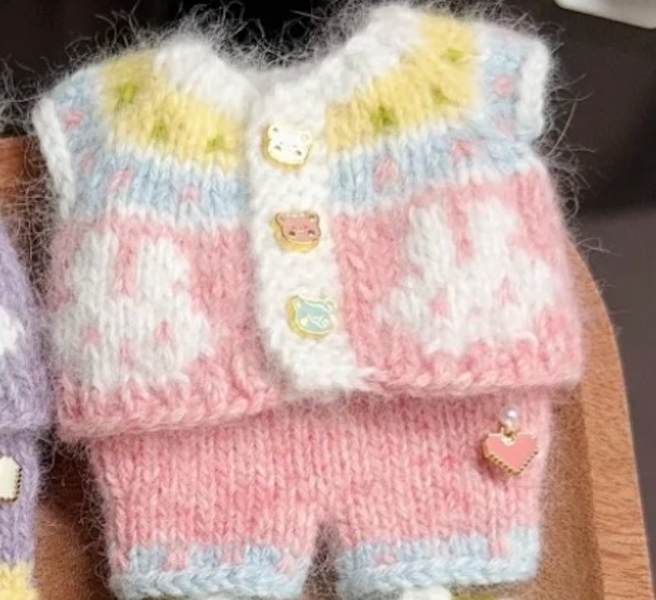 Handmade Labubu Clothes, Handmade 15/17cm Doll , Kawaii Macaron Labubu Clothing Set, Unique Doll Accessory Gift