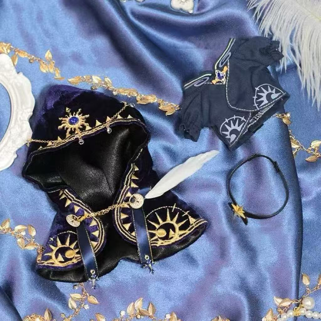 Mage Robe for Labubu Clothes - 3pc White Velvet & Gold Celestial Outfit (17cm)