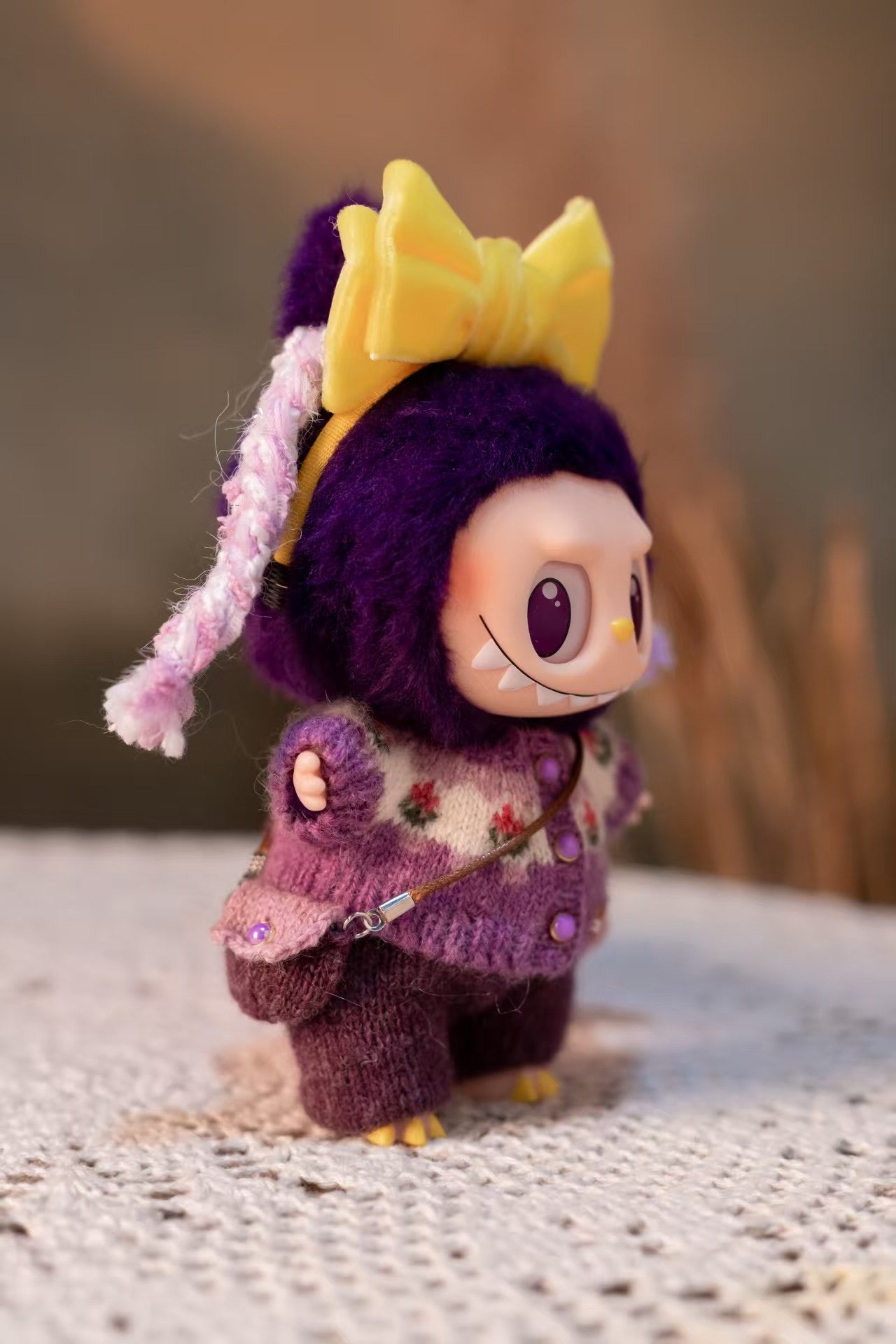 Labubu Clothes, Handmade Vintage Floral Knit, Hand-Knit Cardigan Set, Cottagecore Labubu Outfits for 15/17cm Doll