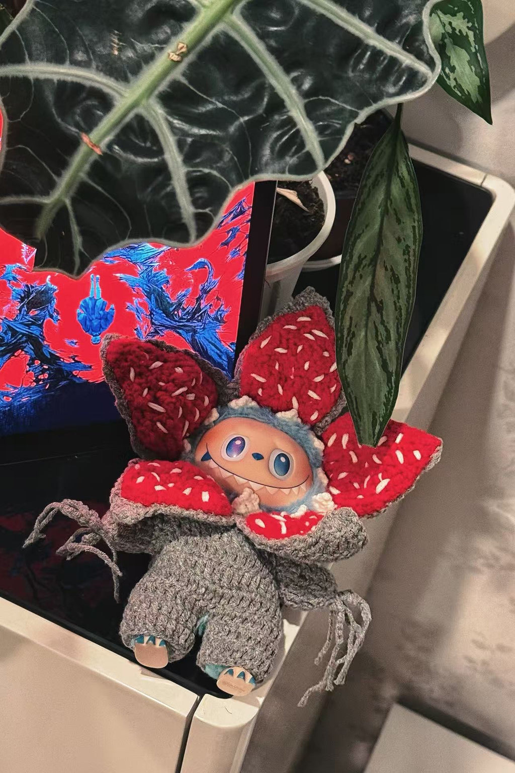 Crochet BuBu Outfit Demogorgon Stranger Things Doll Clothes for 15-17cm, Handmade knit Suit Charm 3-Piece Set