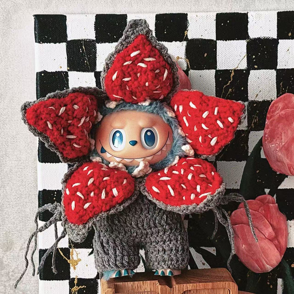 Crochet BuBu Outfit Demogorgon Stranger Things Doll Clothes for 15-17cm, Handmade knit Suit Charm 3-Piece Set