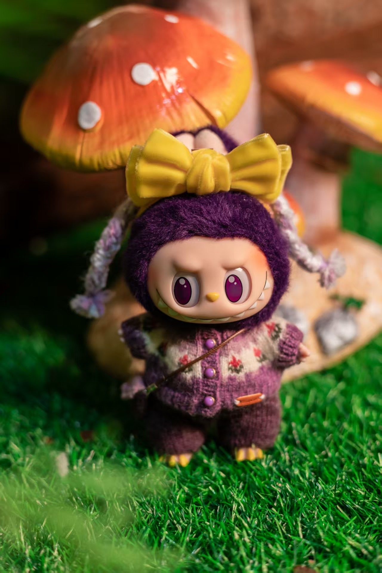 Labubu Clothes, Handmade Vintage Floral Knit, Hand-Knit Cardigan Set, Cottagecore Labubu Outfits for 15/17cm Doll