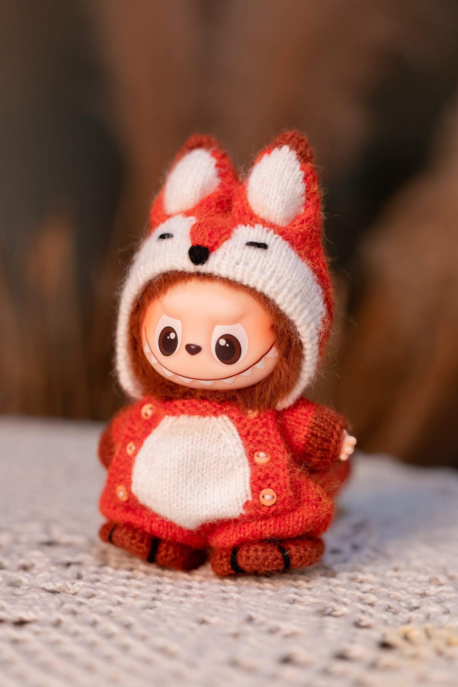 Handmade Labubu Clothes, Suit for 10/17cm Labubu, Zsiga, Handmade Knit Fox Labubu Outfits