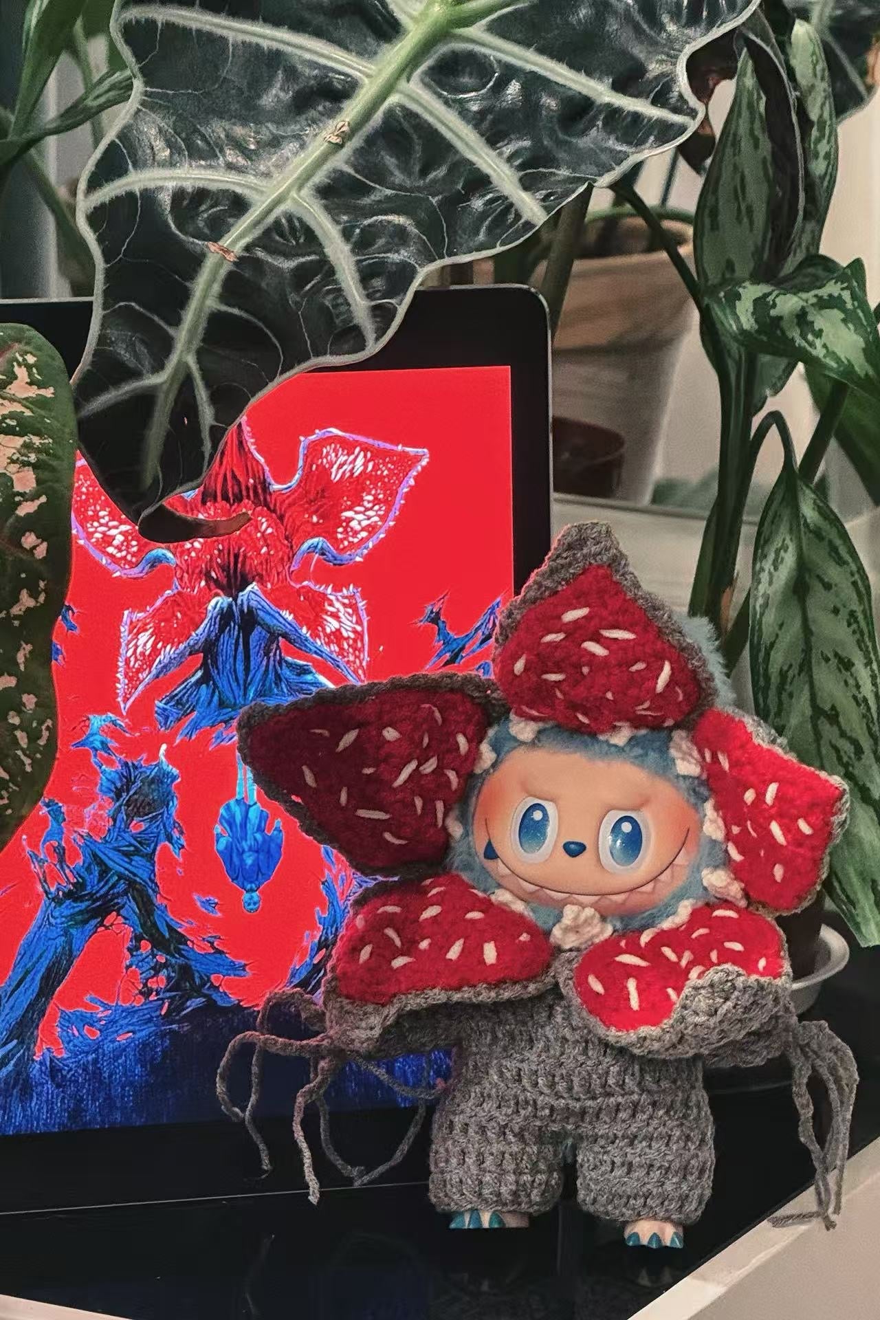 Crochet BuBu Outfit Demogorgon Stranger Things Doll Clothes for 15-17cm, Handmade knit Suit Charm 3-Piece Set