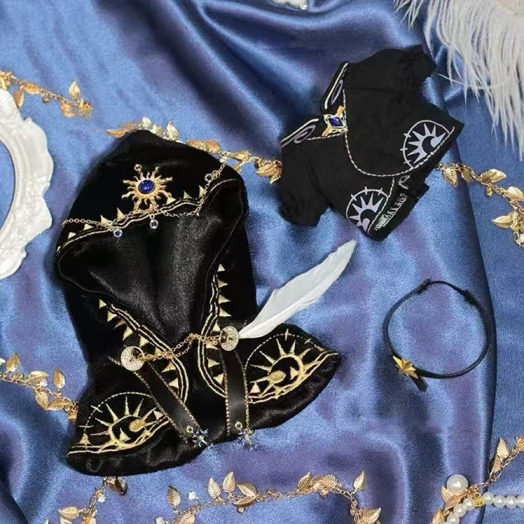 Mage Robe for Labubu Clothes - 3pc White Velvet & Gold Celestial Outfit (17cm)