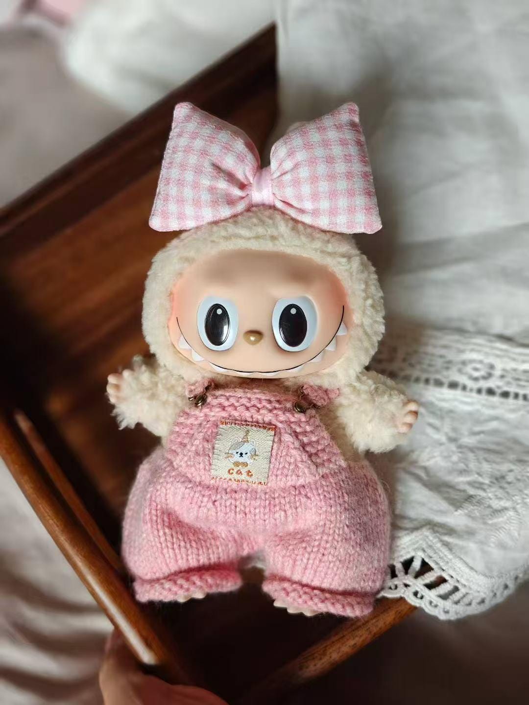 Custom Labubu Clothes with Embroidered Text, Handmade Labubu Clothes, Handmade Cozy Knitting Labubu outfits, Labubu Cloth with Custom Name