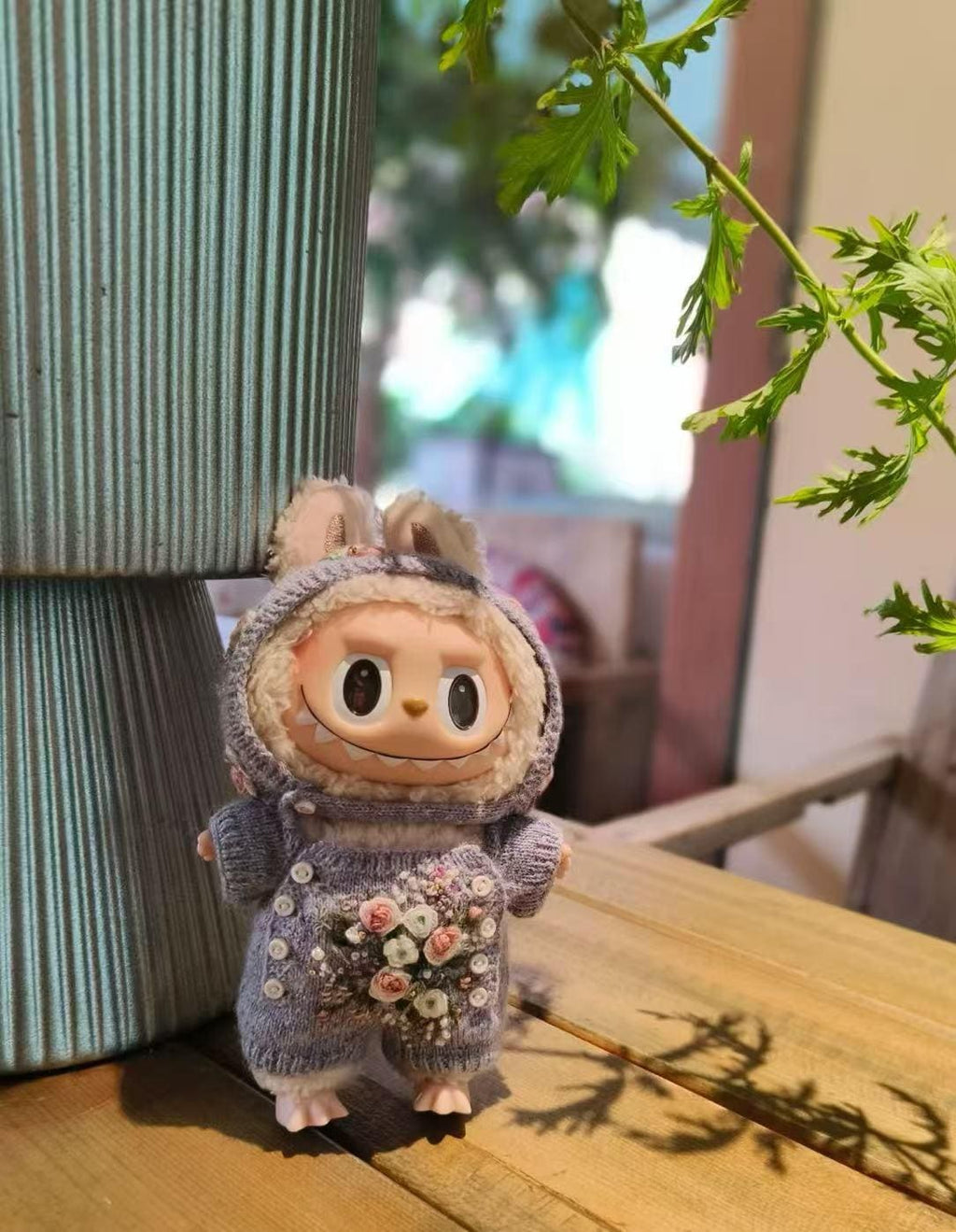 Handmade Labubu Clothes, Embroidered Floral Doll Romper, Hand-Knitting Bouquet Outfit, Romantic Cottagecore Set for 15/17cm Labubu outfits