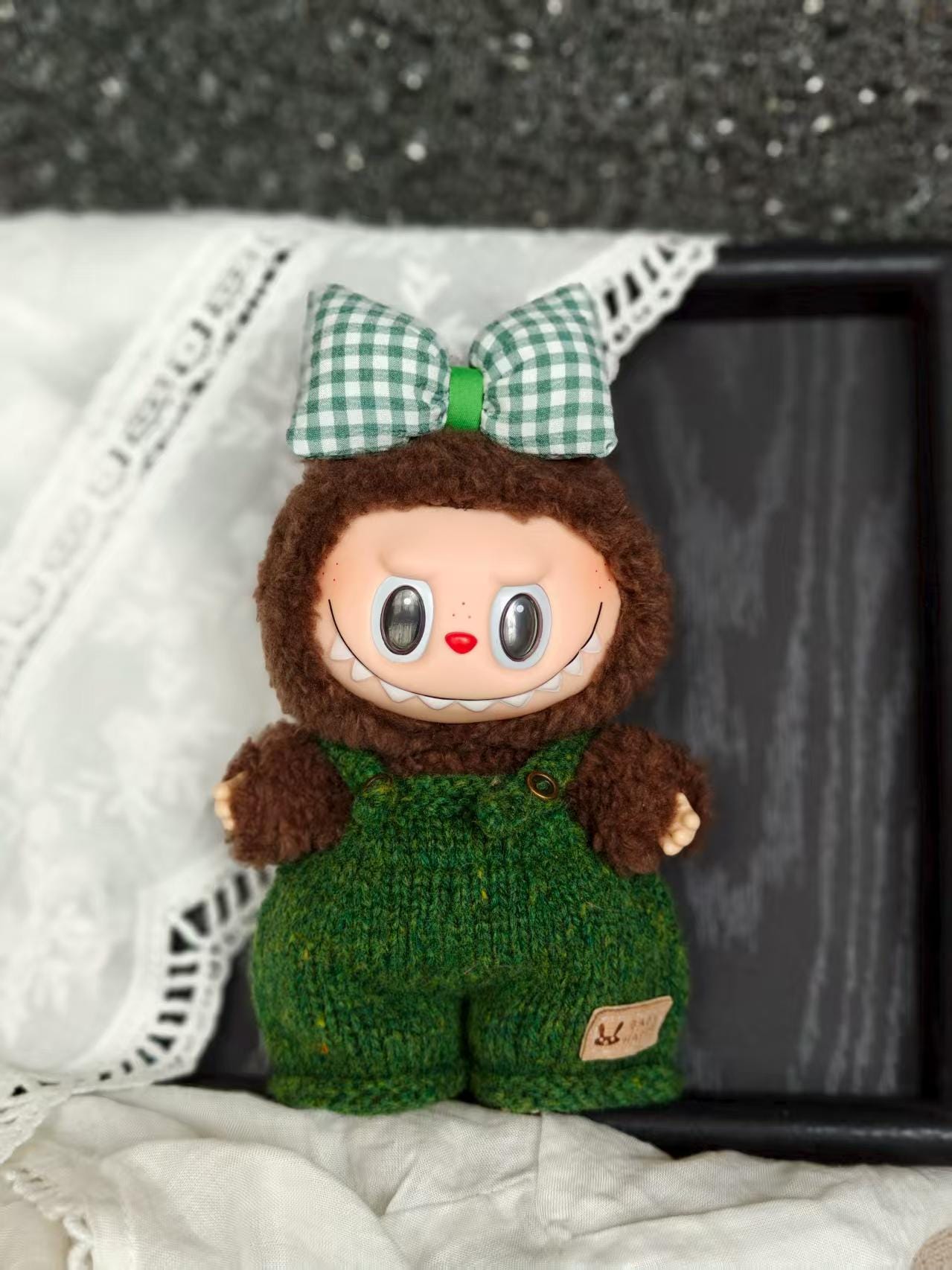 Custom Labubu Clothes with Embroidered Text, Handmade Labubu Clothes, Handmade Cozy Knitting Labubu outfits, Labubu Cloth with Custom Name