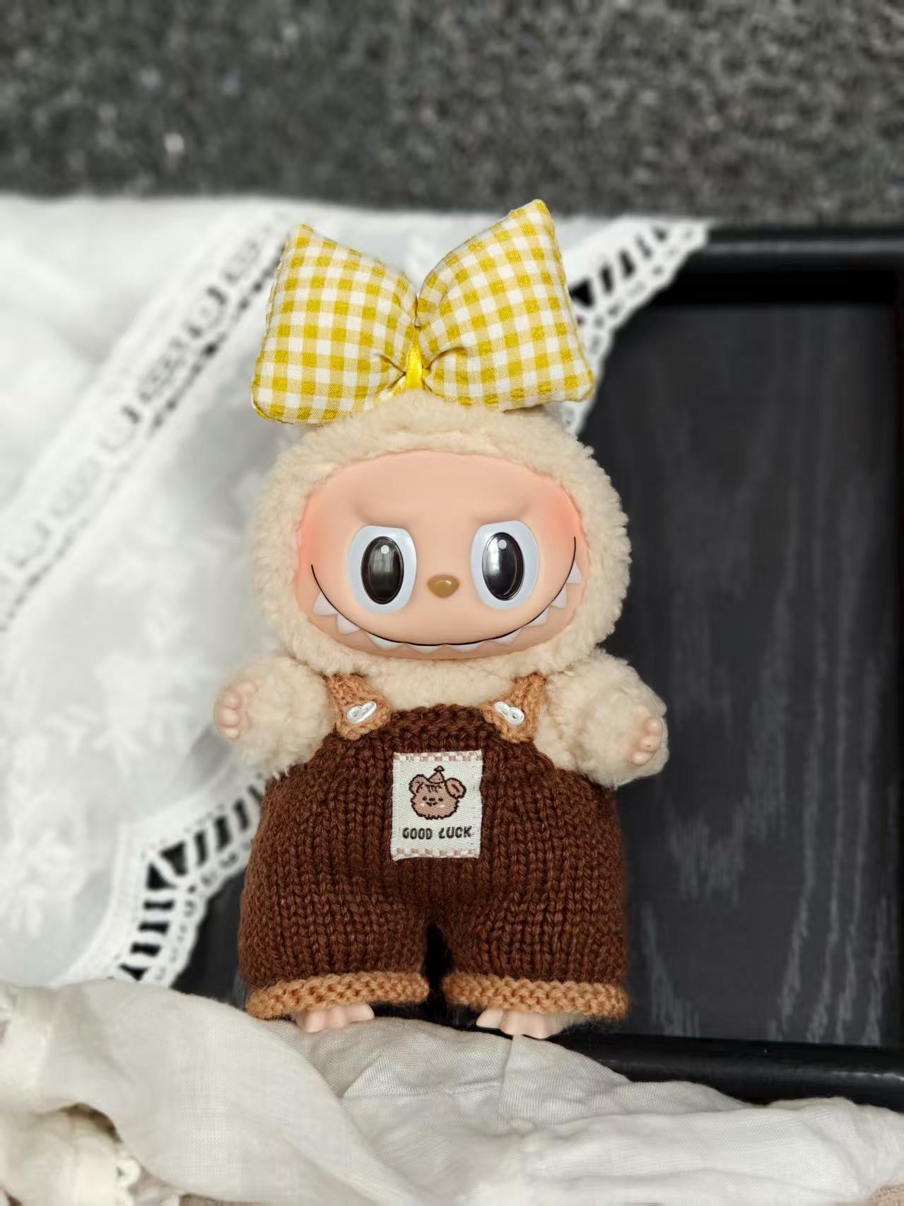 Custom Labubu Clothes with Embroidered Text, Handmade Labubu Clothes, Handmade Cozy Knitting Labubu outfits, Labubu Cloth with Custom Name