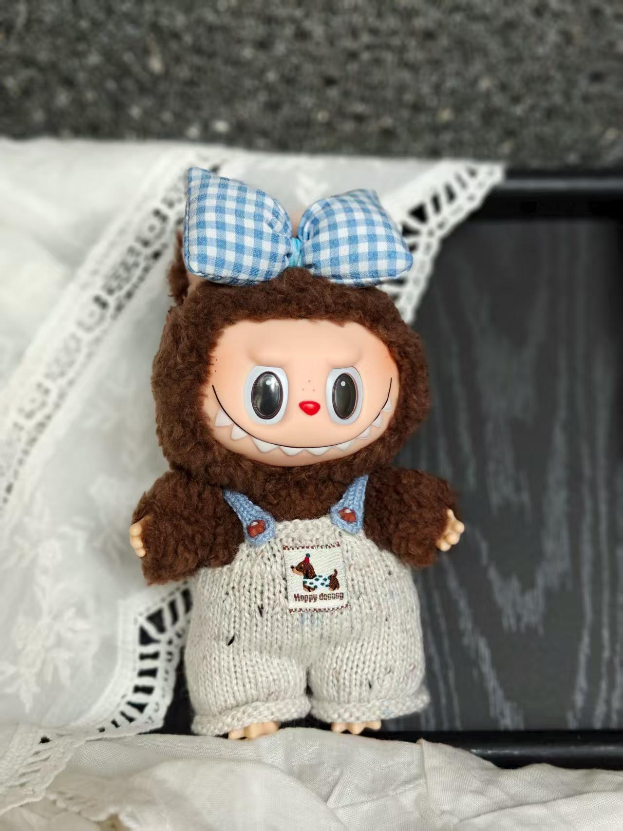 Custom Labubu Clothes with Embroidered Text, Handmade Labubu Clothes, Handmade Cozy Knitting Labubu outfits, Labubu Cloth with Custom Name