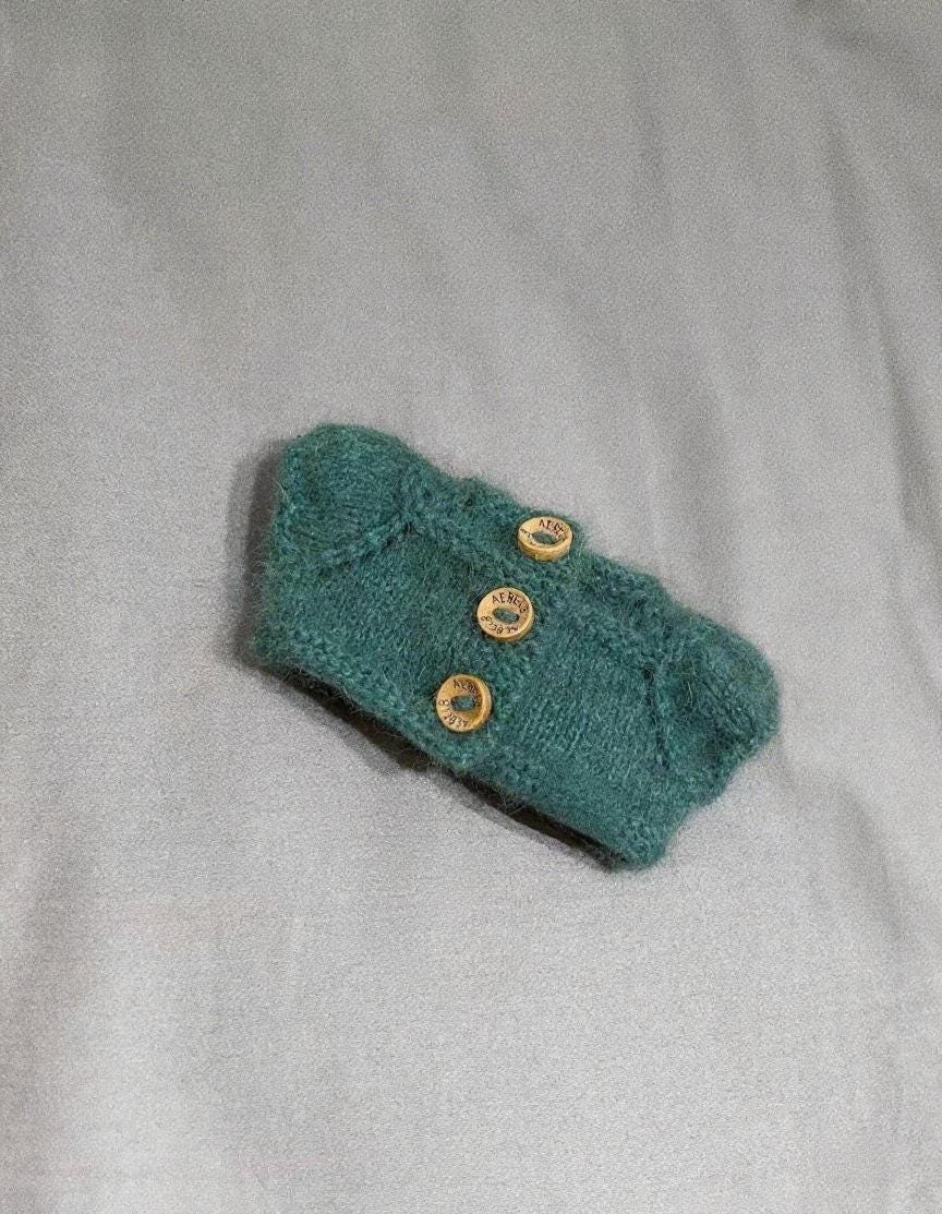 Labubu Clothes, Handmade Woodland Picnic Knit Cardigan Labubu Cloth Set, Cottagecore Labubu Outfits for 15/17cm Labubu, 5pc overall set