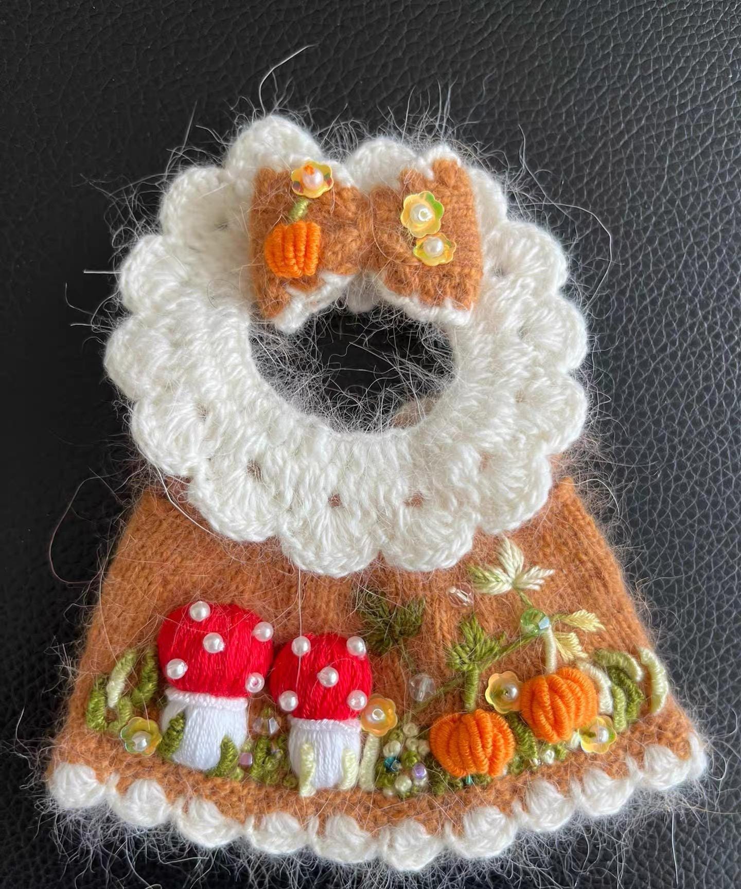 Labubu Clothes, Handmade Embroidered Diorama, Hand-Knit Artisan Dress, Cottagecore Labubu Outfits for 15/17cm Doll