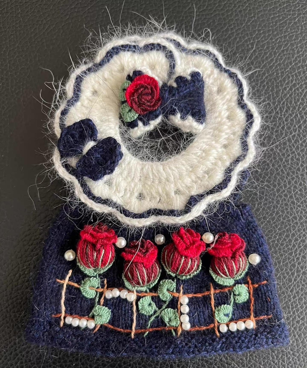 Labubu Clothes, Handmade Embroidered Diorama, Hand-Knit Artisan Dress, Cottagecore Labubu Outfits for 15/17cm Doll