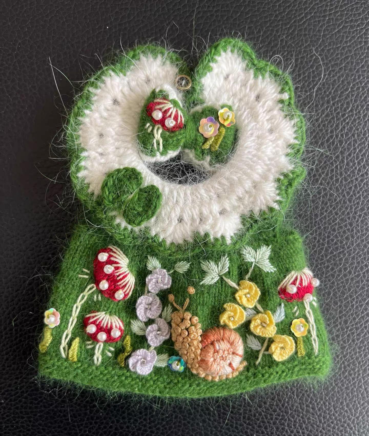 Labubu Clothes, Handmade Embroidered Diorama, Hand-Knit Artisan Dress, Cottagecore Labubu Outfits for 15/17cm Doll