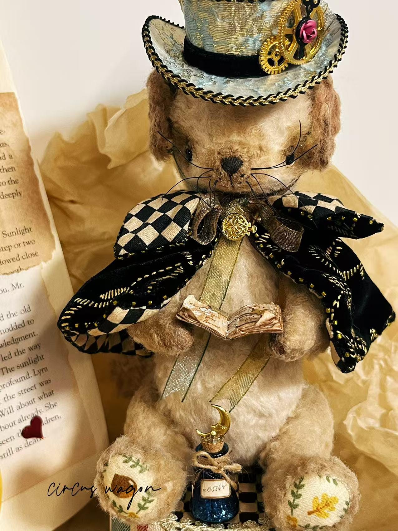 OOAK Artist Mouse Doll, Fully Jointed Handmade Animal, Whimsical Drummer, Collectible Art Toy, Heirloom Gift