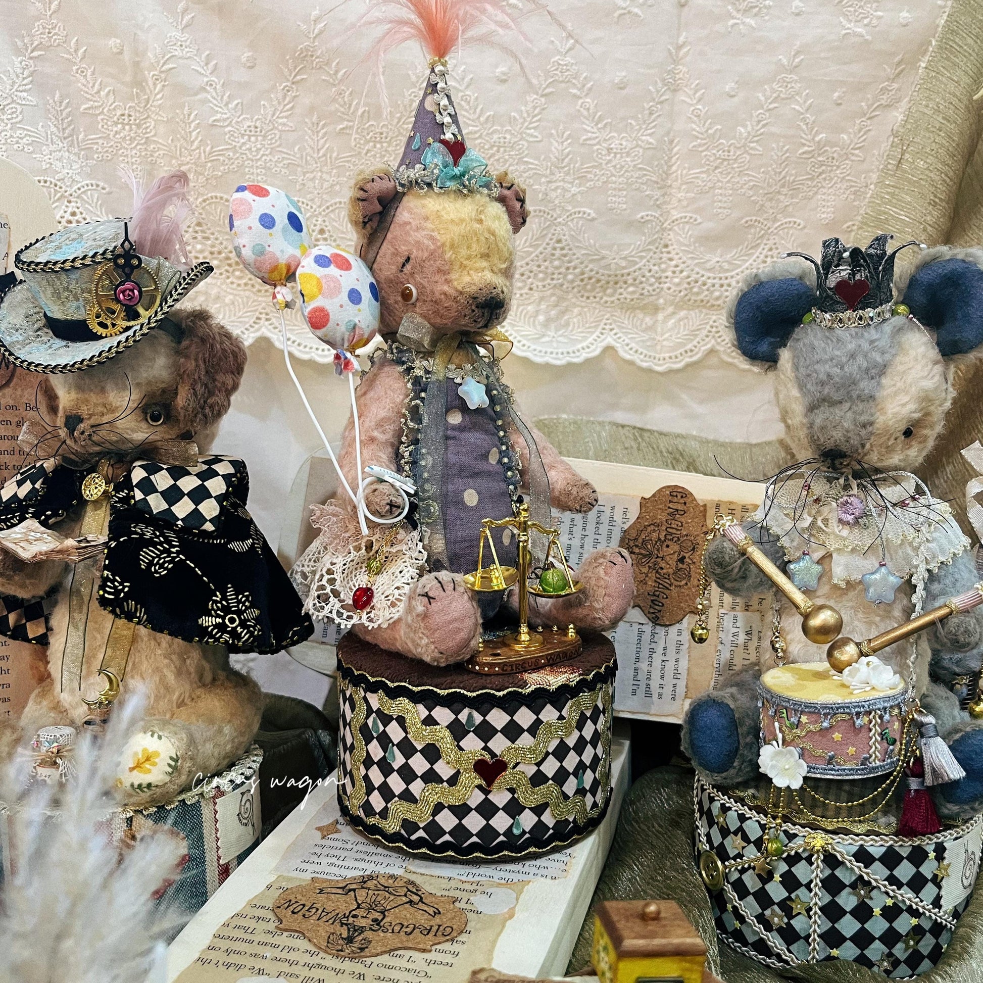 OOAK Artist Mouse Doll, Fully Jointed Handmade Animal, Whimsical Drummer, Collectible Art Toy, Heirloom Gift