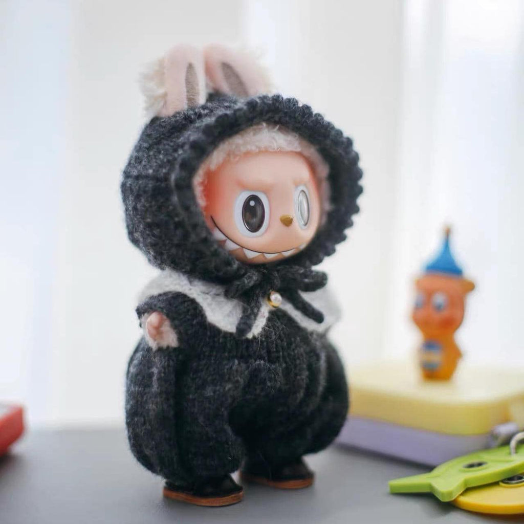 Labubu Clothes, Handmade Fully Custom Color Macaron Series Knit Romper & Bonnet, Scarf, 3Pc Set, Fully Personalized Labubu Outfits