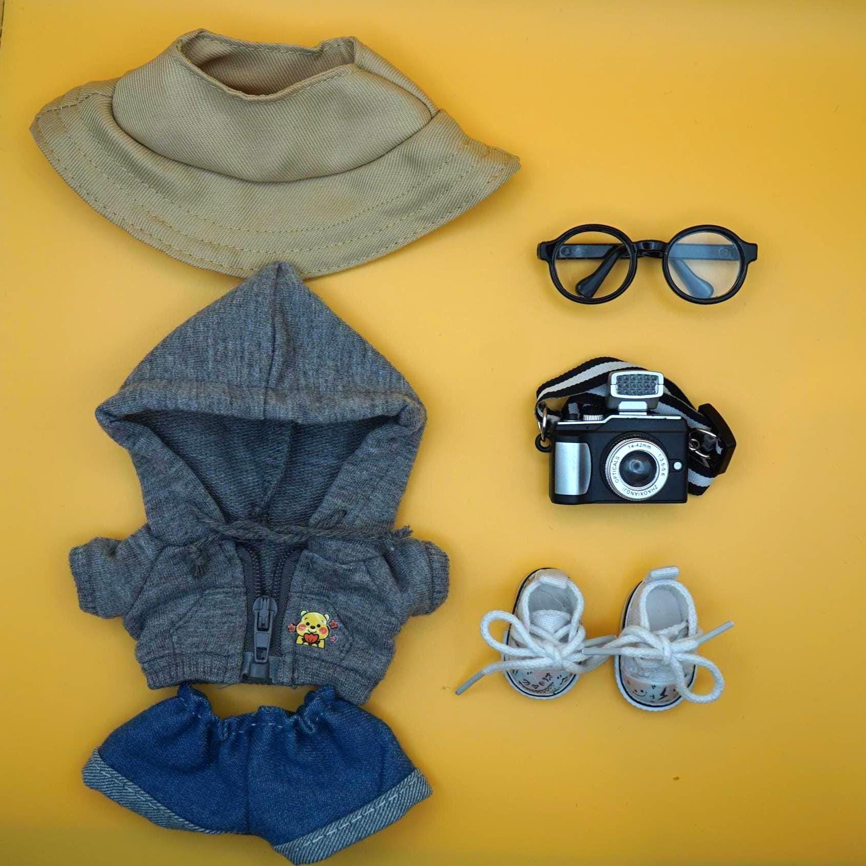 New York Photographer Set Labubu Clothes - 6pc Labubu Outfit, Hand-Painted Sneakers, 15/17 cm Labubu Accessories, Interactive Camera