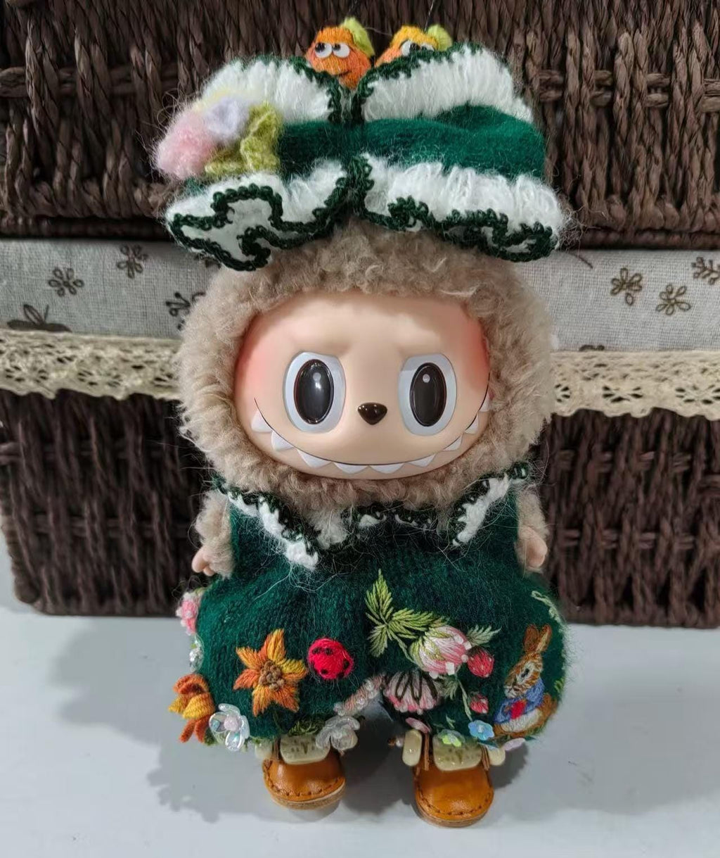 Handmade Labubu Clothes, Enchanted Forest Knitting Labubu Outfits with Embroidery, Bunny Mushroom Sweater for 15/17cm Pop Mart Labubu