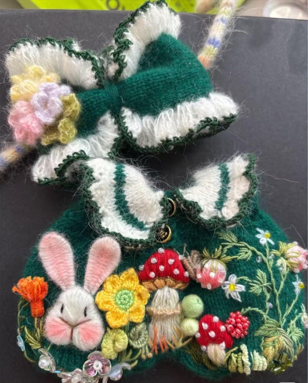 Handmade Labubu Clothes, Enchanted Forest Knitting Labubu Outfits with Embroidery, Bunny Mushroom Sweater for 15/17cm Pop Mart Labubu