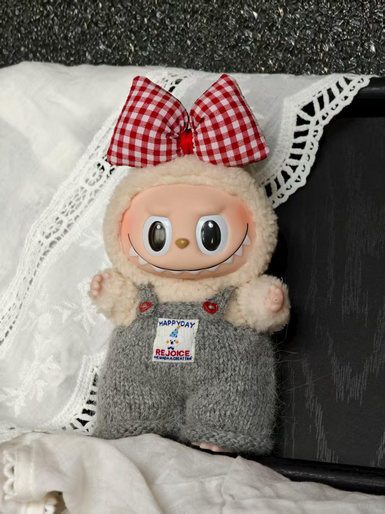 Custom Labubu Clothes with Embroidered Text, Handmade Labubu Clothes, Handmade Cozy Knitting Labubu outfits, Labubu Cloth with Custom Name