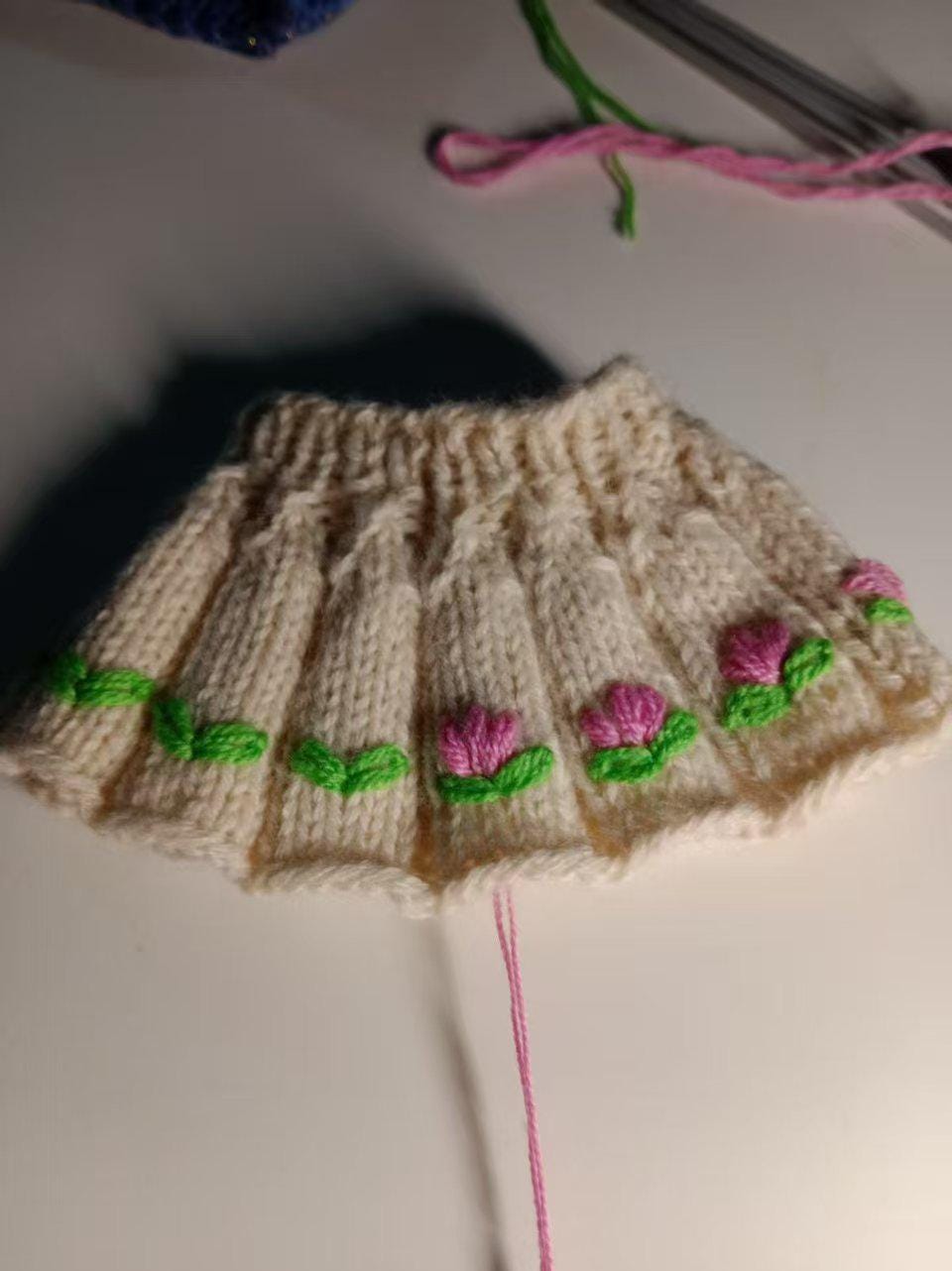 Labubu Clothes, Handmade Sparkle Night Garden Clothes, Hand-Embroidered Sparkle Sweater, Floral Labubu Outfits for 15/17cm Doll