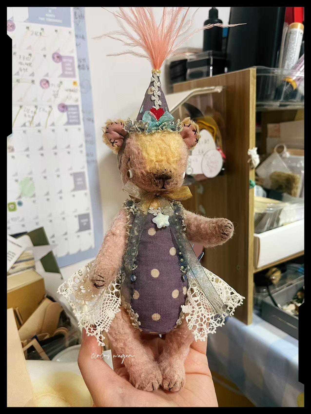 OOAK Artist Mouse Doll, Fully Jointed Handmade Animal, Whimsical Drummer, Collectible Art Toy, Heirloom Gift