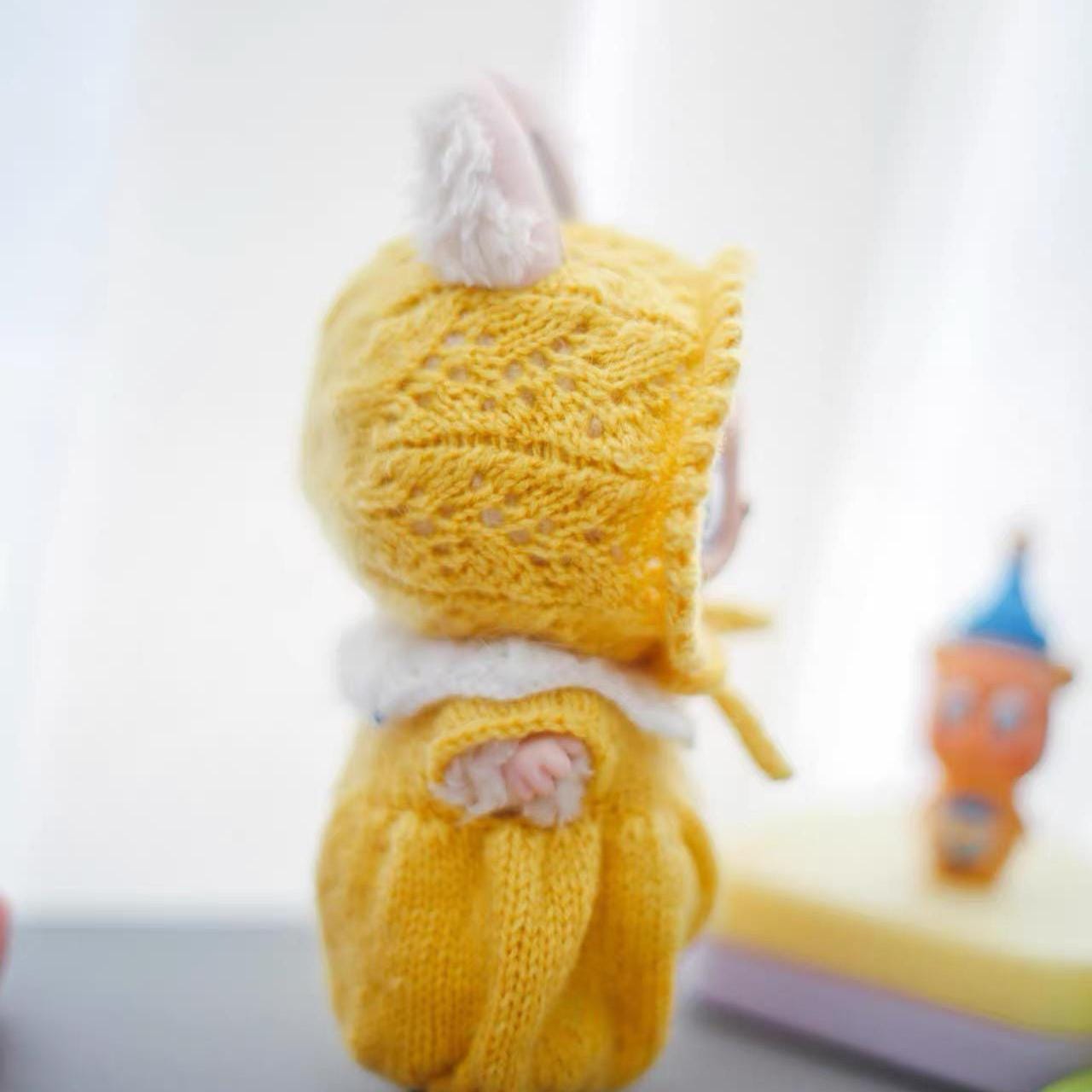 Labubu Clothes, Handmade Fully Custom Color Macaron Series Knit Romper & Bonnet, Scarf, 3Pc Set, Fully Personalized Labubu Outfits