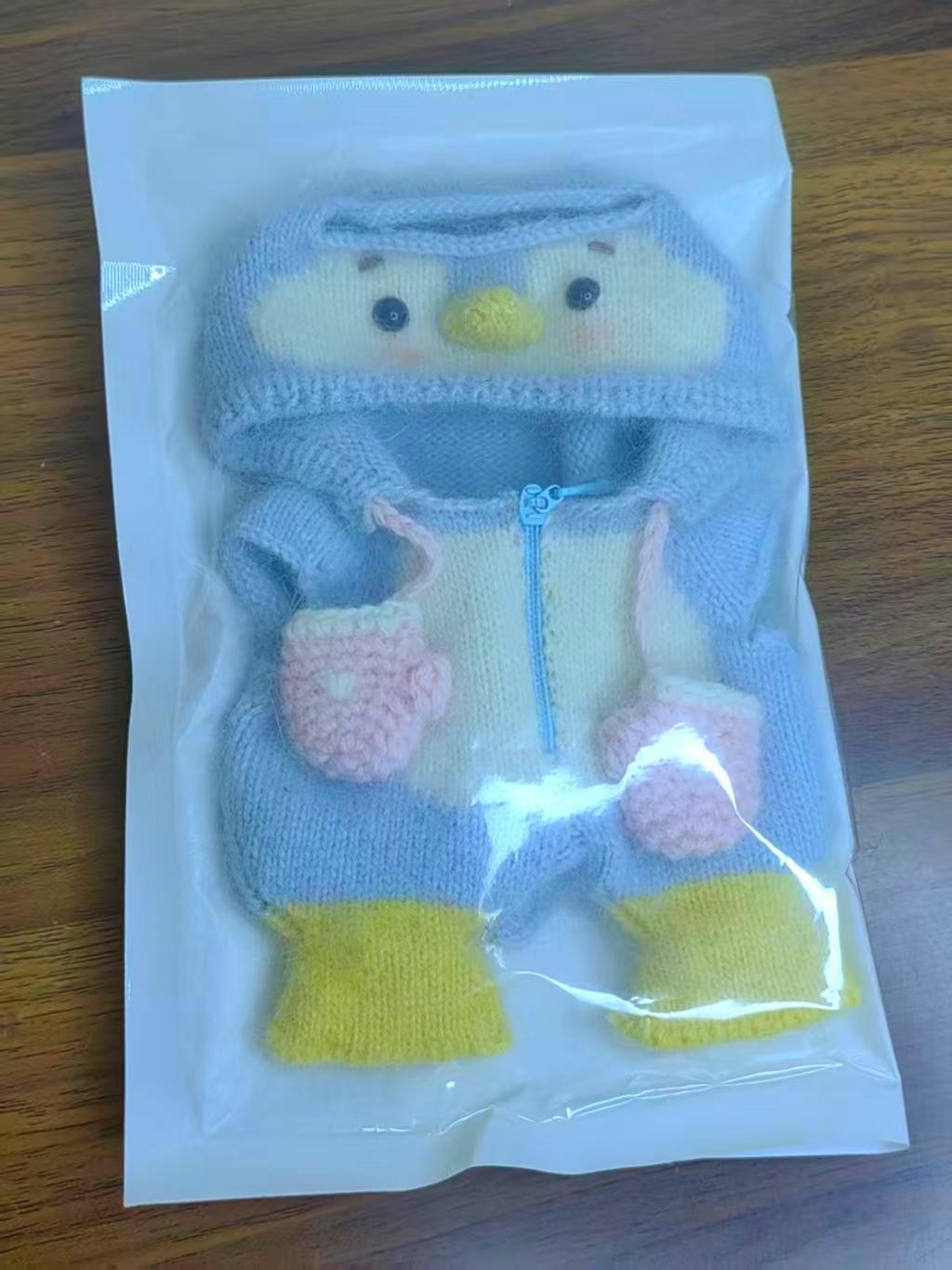 Labubu Clothes, Handmade Penguin Knit Labubu Outfit, Fuzzy Onesie Romper, Cozy Winter Labubu Outfits for 17cm Doll