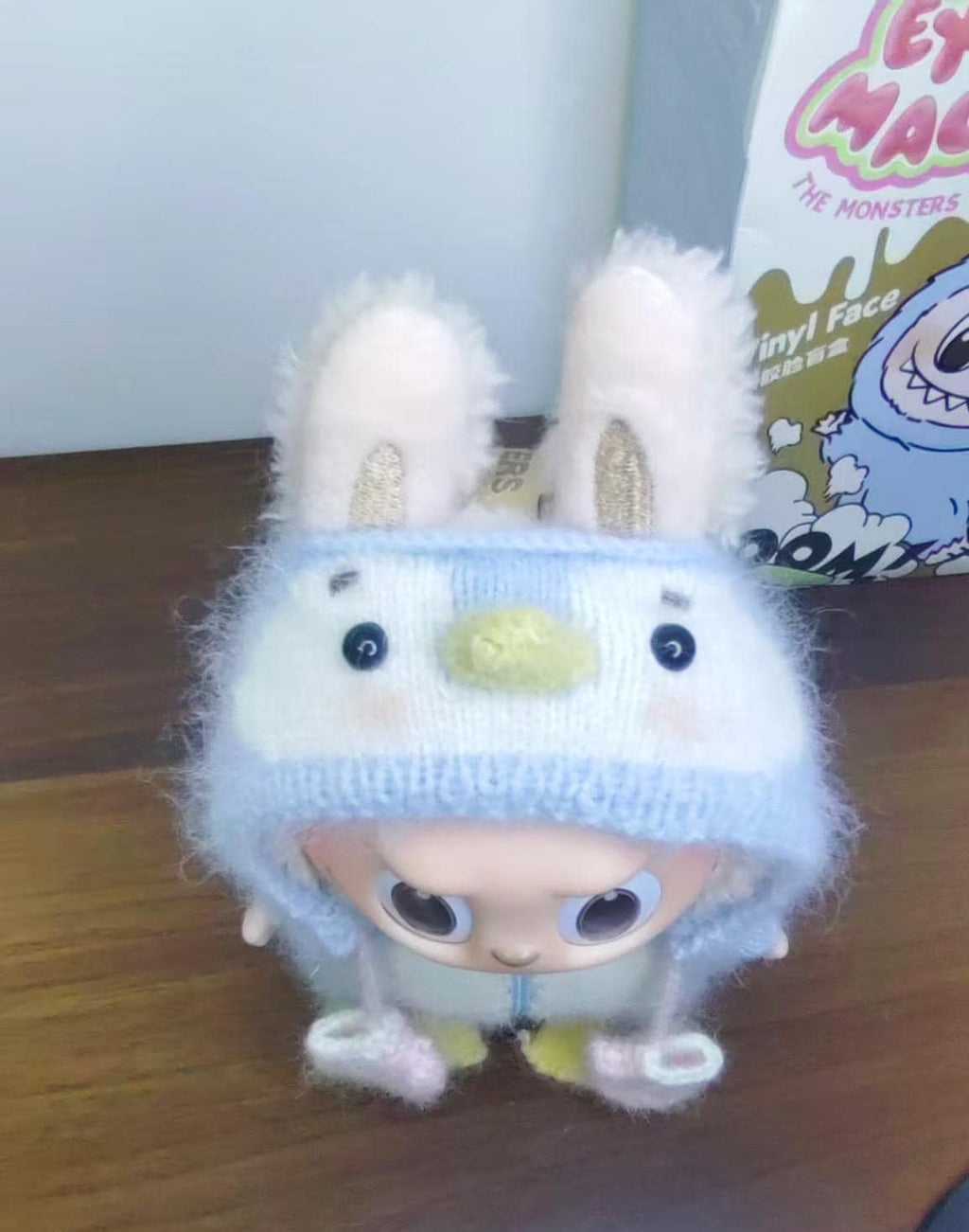 Labubu Clothes, Handmade Penguin Knit Labubu Outfit, Fuzzy Onesie Romper, Cozy Winter Labubu Outfits for 17cm Doll