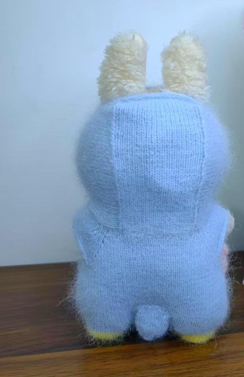 Labubu Clothes, Handmade Penguin Knit Labubu Outfit, Fuzzy Onesie Romper, Cozy Winter Labubu Outfits for 17cm Doll