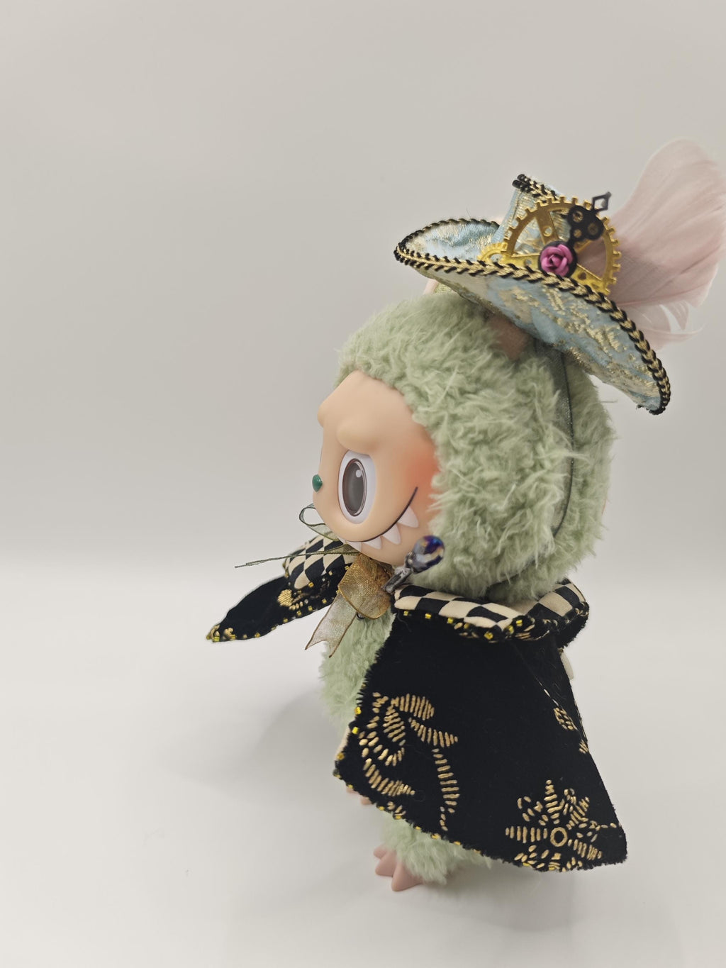 Handmade 15/17cm Labubu Clothes - Steampunk Magician, Artisan Top Hat & Cape Set, Labubu Outfits