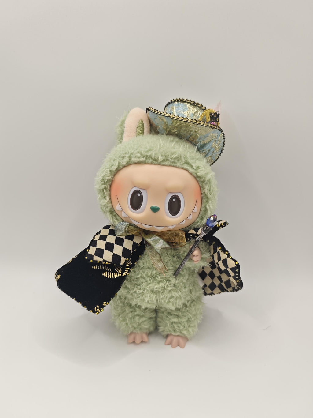 Handmade 15/17cm Labubu Clothes - Steampunk Magician, Artisan Top Hat & Cape Set, Labubu Outfits