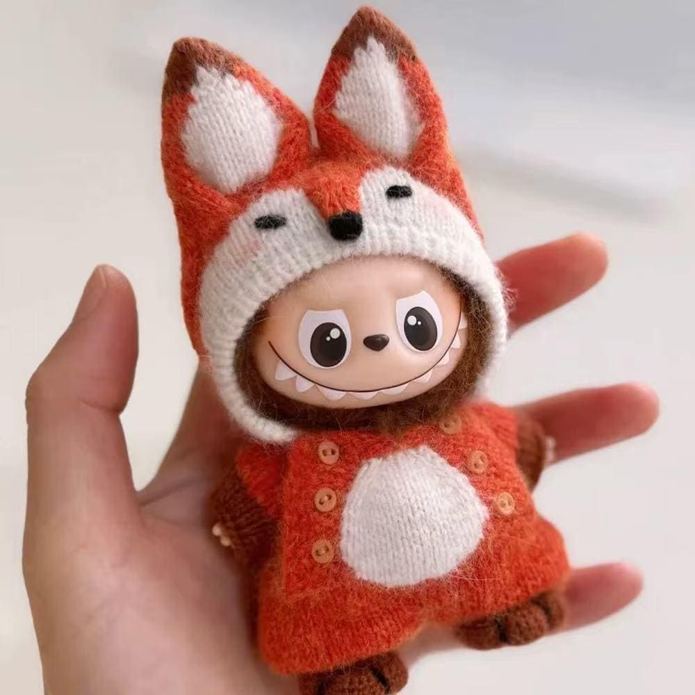 Handmade Labubu Clothes, Suit for 10/17cm Labubu, Zsiga, Handmade Knit Fox Labubu Outfits