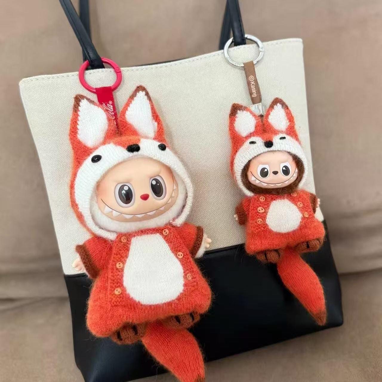 Handmade Labubu Clothes, Suit for 10/17cm Labubu, Zsiga, Handmade Knit Fox Labubu Outfits