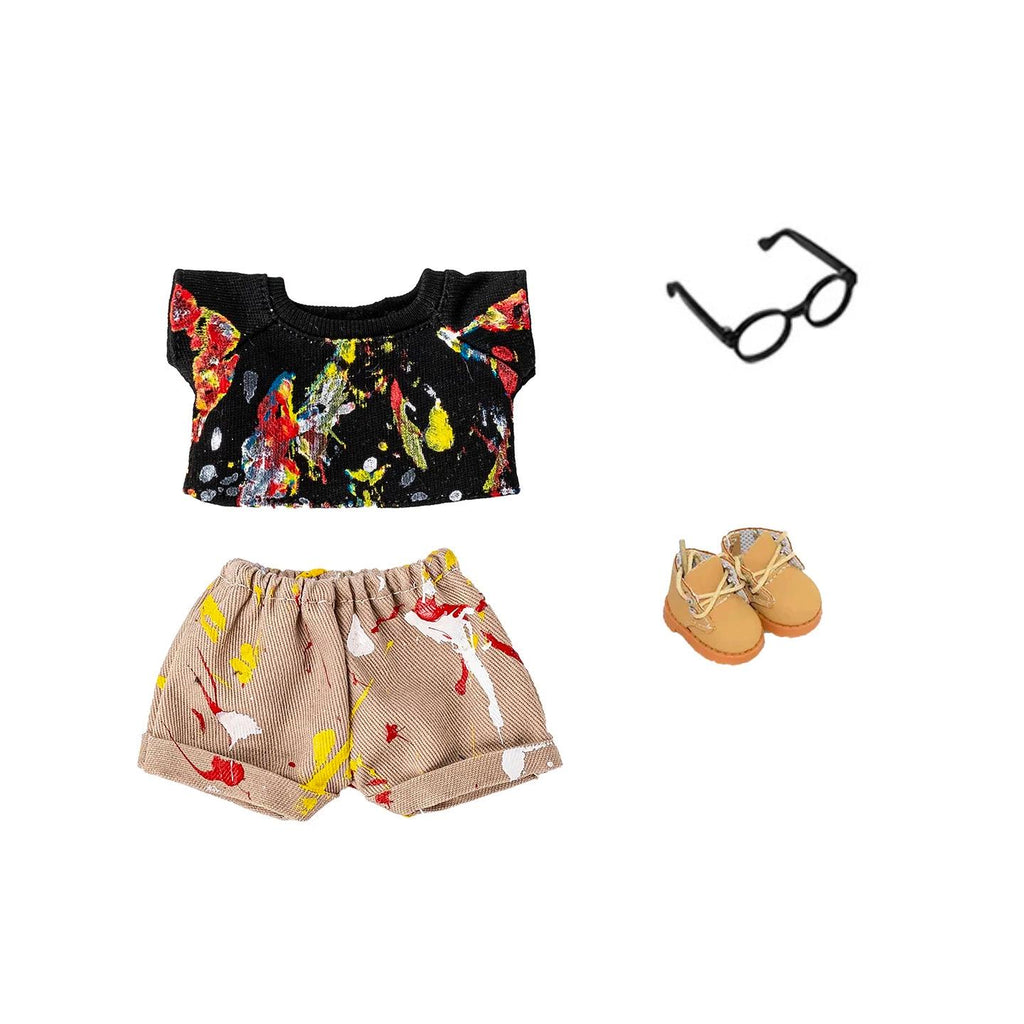 Art Studio Labubu Clothes: Paint Splatter Outfit with Boots (15/17cm Doll)