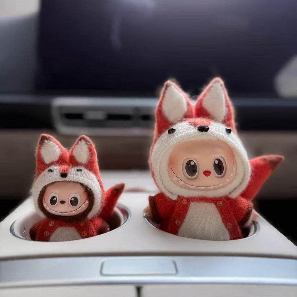 Handmade Labubu Clothes, Suit for 10/17cm Labubu, Zsiga, Handmade Knit Fox Labubu Outfits