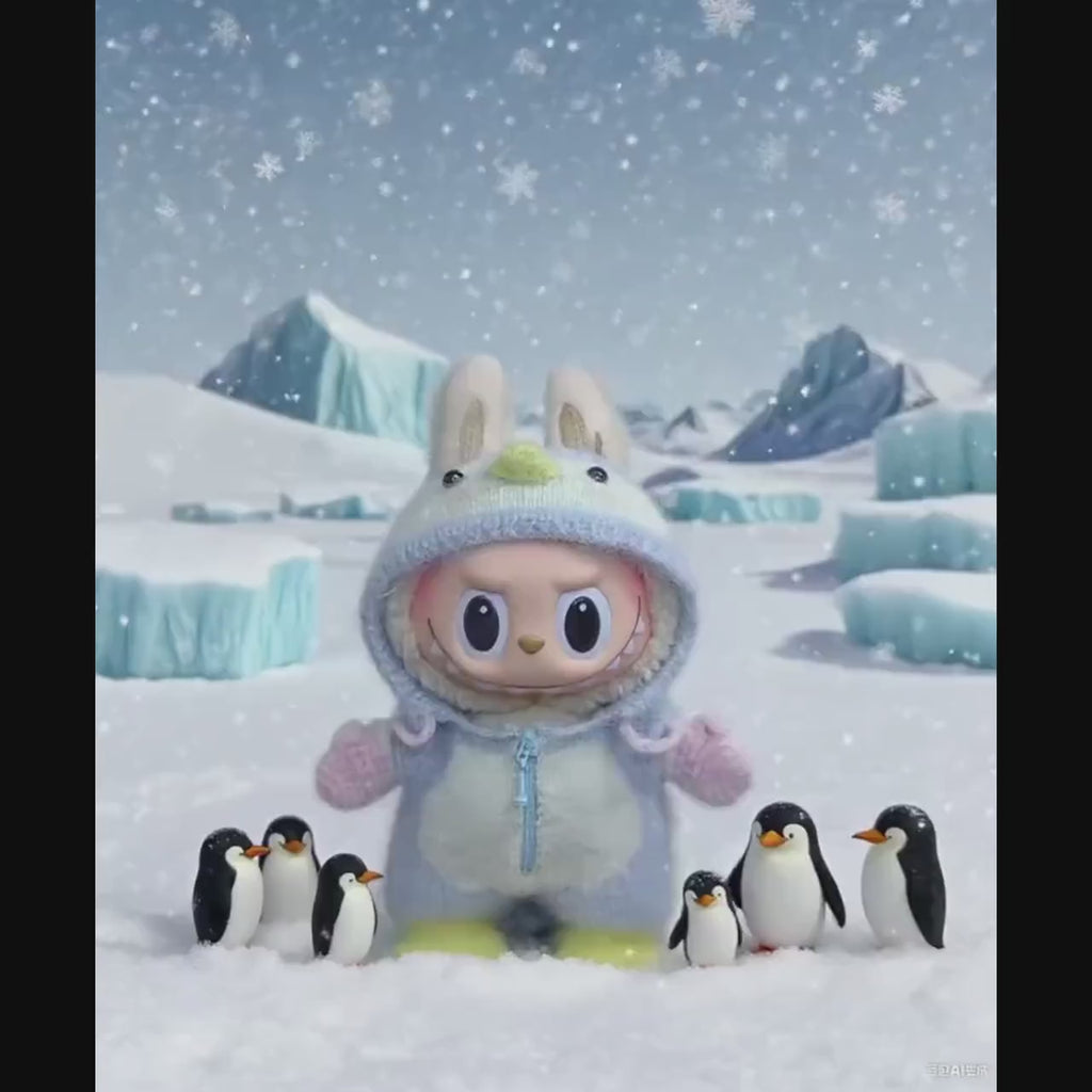 Labubu Clothes, Handmade Penguin Knit Labubu Outfit, Fuzzy Onesie Romper, Cozy Winter Labubu Outfits for 17cm Doll