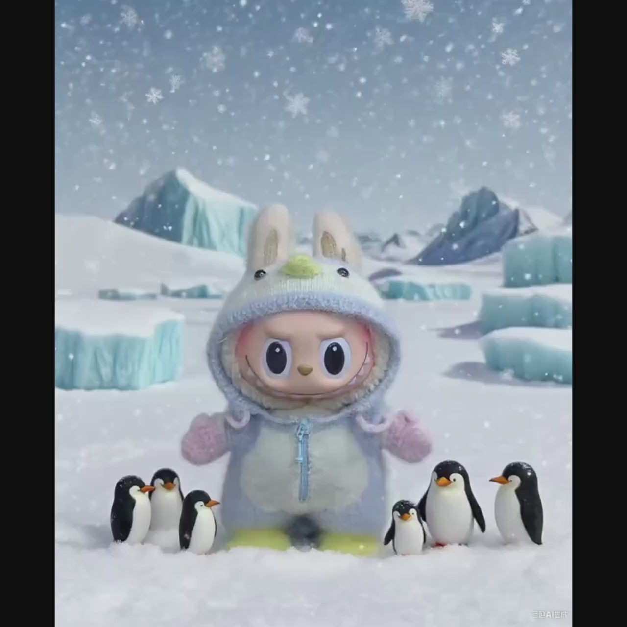 Labubu Clothes, Handmade Penguin Knit Labubu Outfit, Fuzzy Onesie Romper, Cozy Winter Labubu Outfits for 17cm Doll