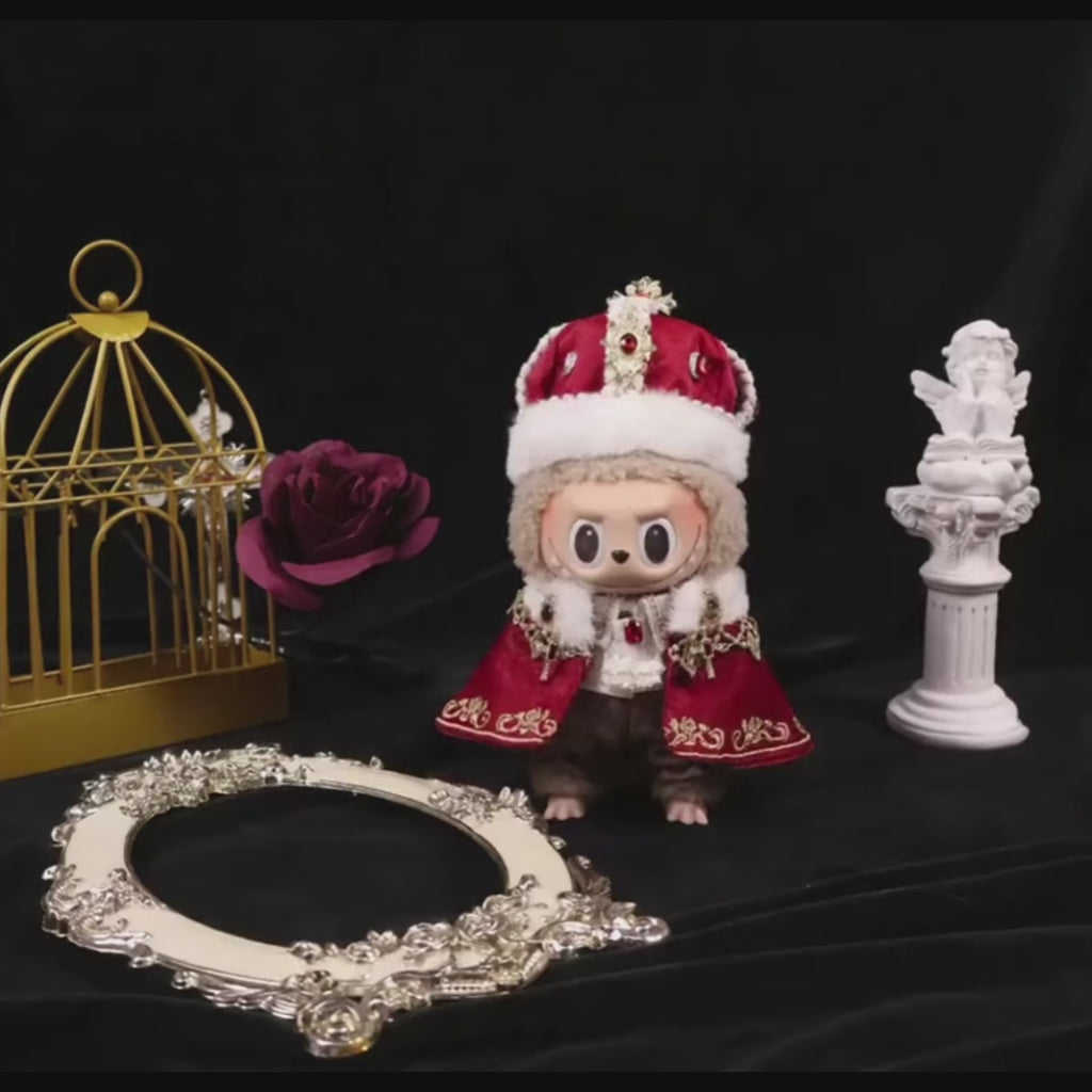 The King of George IV, Regal Robes for Labubu Doll Clothes - 6pc Luxury Velvet Outfit - Labubu Clothes