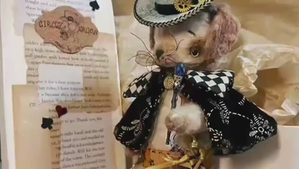 OOAK Artist Mouse Doll, Fully Jointed Handmade Animal, Whimsical Drummer, Collectible Art Toy, Heirloom Gift