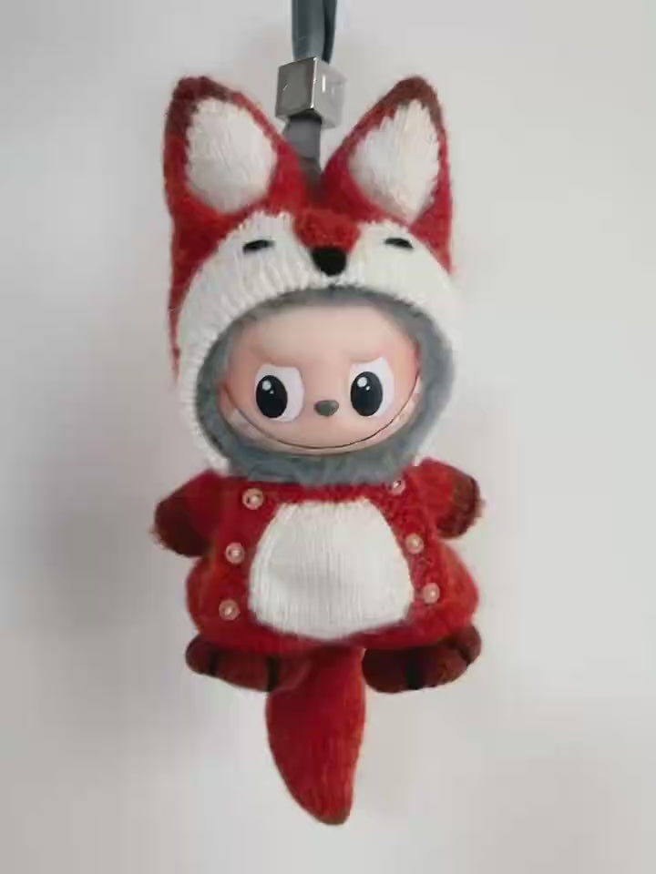 Handmade Labubu Clothes, Suit for 10/17cm Labubu, Zsiga, Handmade Knit Fox Labubu Outfits